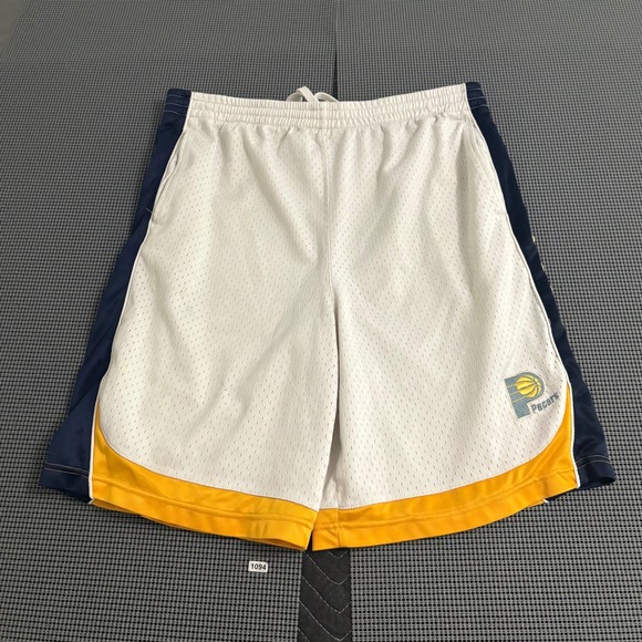 NBA Other - NBA Indiana Pacers Basketball Shorts Mens Large White Navy Yellow Mesh Athletic